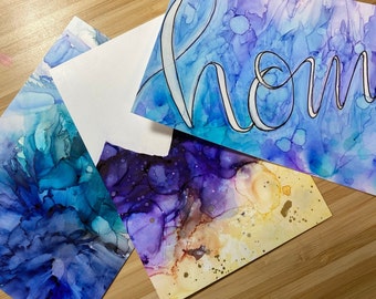 Set of 3 Alcohol Ink Postcards