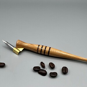 Hand Turned Oblique Calligraphy Pen with Coffee Inlay