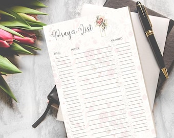 Floral Prayer List Tracker, Printable Daily Planner (PDF)