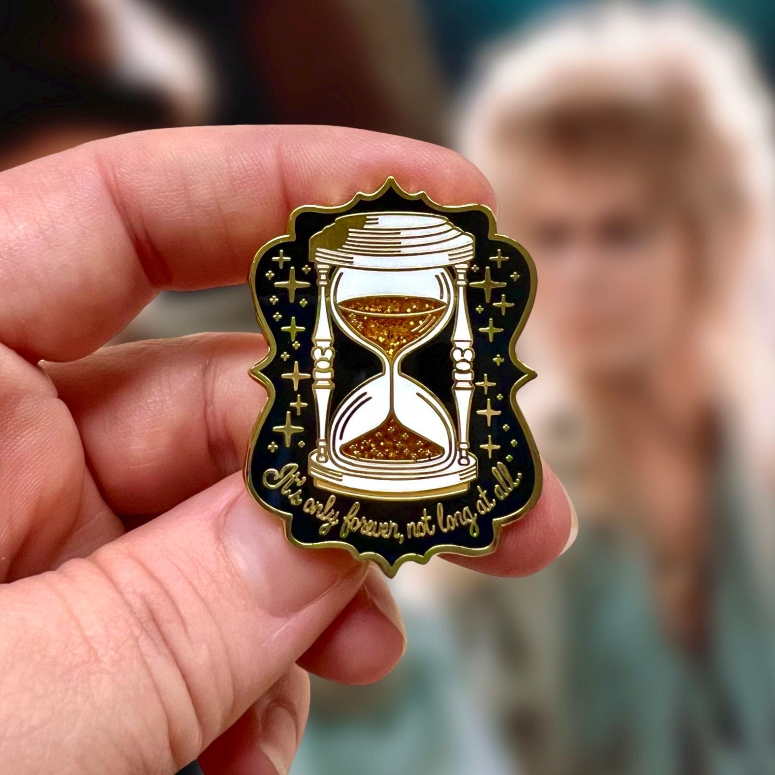 Labyrinth Inspired Hourglass Enamel Pin – “It’s Only Forever, Not Long at All” Gold Gothic Pin, Dark Academia, Fantasy Movie Collectable