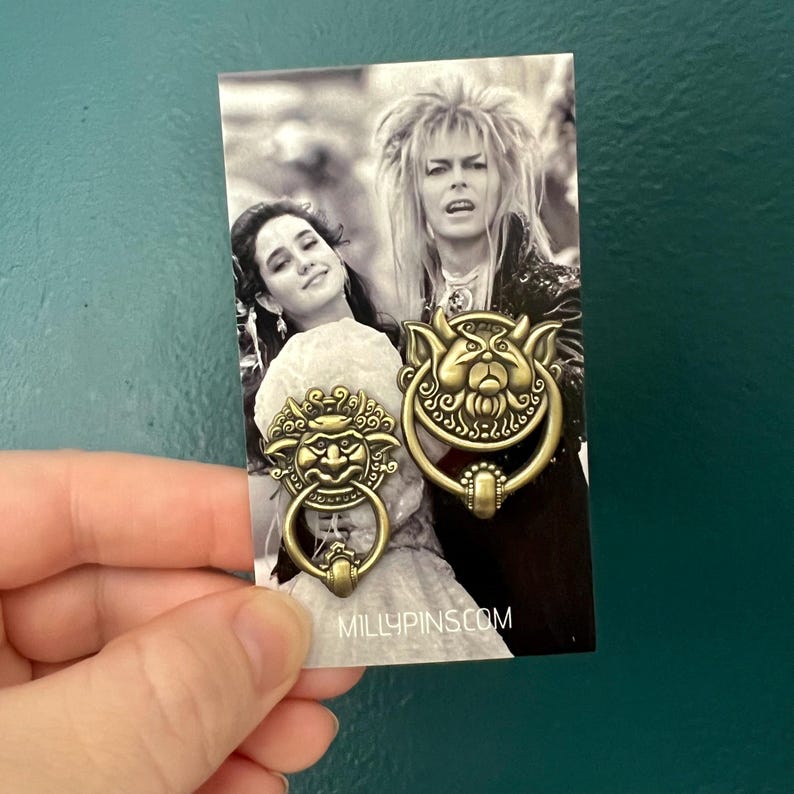 Labyrinth Door Knockers 3D Pins – David Bowie Fantasy Pin, Iconic Movie Merch, Unique Gift for Labyrinth Fans & Bowie Lovers image 2