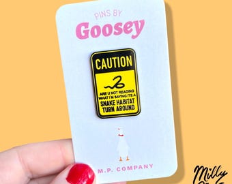 Funny “Snake Habitat” Caution Sign Enamel Pin - Liam - One Direction