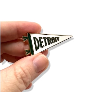 Detroit Pennant Flag Enamel Pin | Vintage-Inspired Detroit Souvenir | Unique City Pride Pin