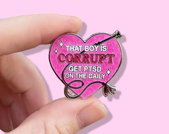 Sabrina’s “Nobody’s Son” Inspired Heart & Whip SC Glitter Enamel Pin
