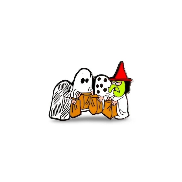 Vintage-geïnspireerde nostalgische Halloween-emaille speld | Spookachtige herfstspeld voor jassen en tassen