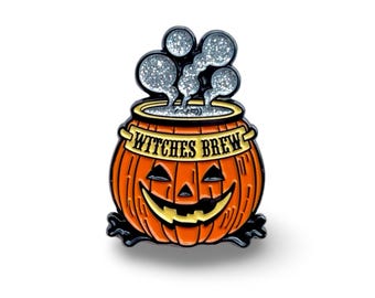 Witches Brew Halloween Pumpkin Enamel Pin - Spooky Fall Pin for Trick or Treat, Witchcraft Accessories, Halloween Gifts