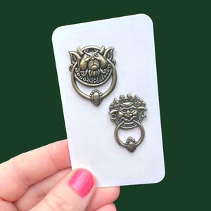 Labyrinth Door Knockers 3D Pins – David Bowie Fantasy Pin, Iconic Movie Merch, Unique Gift for Labyrinth Fans & Bowie Lovers image 1
