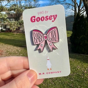 Baby Girl Pink Bow Enamel Pin