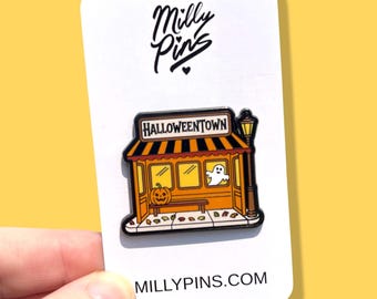 Halloweentown Bus Stop Enamel Pin - Spooky Gift for Halloween Lovers - Nostalgic Movies