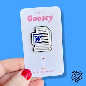 FINAL Word Doc Enamel Pin - Cute Office Accessory | Fun Typing Writing Writers & Professionals