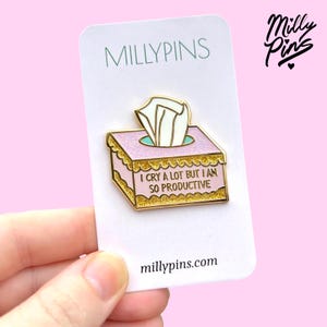 I Cry A Lot But I&#39;m So Productive Enamel Pin | Funny Motivational Pin | Cute Self-Care Gift | Taylor Gift for Swifties