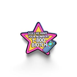 She’s The Man Enamel Pin – “1-800-BIOTCH” Amanda Quote, Y2K Movie Inspired Accessory