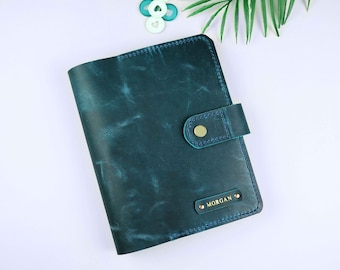 Ręcznie robiony skórzany segregator z planerem: portfolio A5 A6 z przegródkami na karty