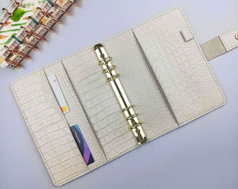 Pasta para planner tamanho A5 - Capa para planner tamanho A6 - Pasta para planner tamanho A5 em couro - Pasta tipo portfólio
