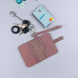 Cartera llavero, tarjetero de piel tipo pulsera