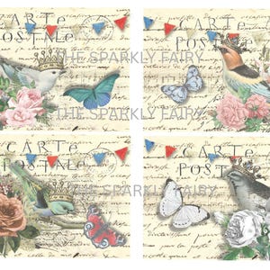 DIGITAL Vintage Style Postcards Digital Collage Sheet Download Digital Paper - Instant Download Printables