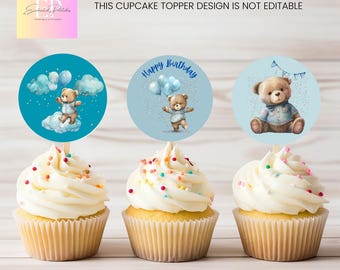 Baby Bear Party Theme Cupcake Toppers - NON EDITABLE