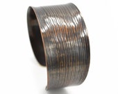 Time Layered Medium width black copper cuff fits 7 inch wrist