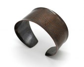 Slither Wide copper Black patina cuff bracelet fits 7 inch wrist snake pattern