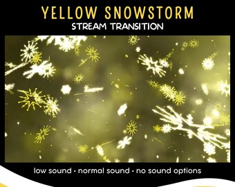 Yellow Snowstorm Stream Transition with Audio, Winter Twitch Stinger, Animated OBS Asset