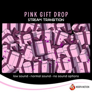 Pink Gift Drop Animated Transition with Audio, Twitch Stream Stinger Transition, Gift Box OBS, Streaming Assets for VTuber Streamers