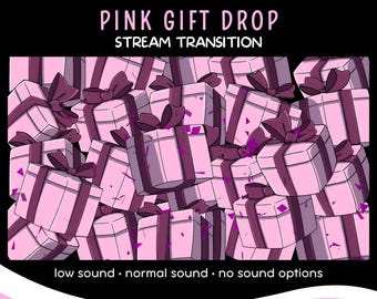 Pink Gift Drop Stream Transition with Audio, VTuber Animated Stinger (WebM)