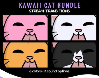 Kawaii Cat Stream Stinger Transitions: Animated Kitten Bundle (WebM)