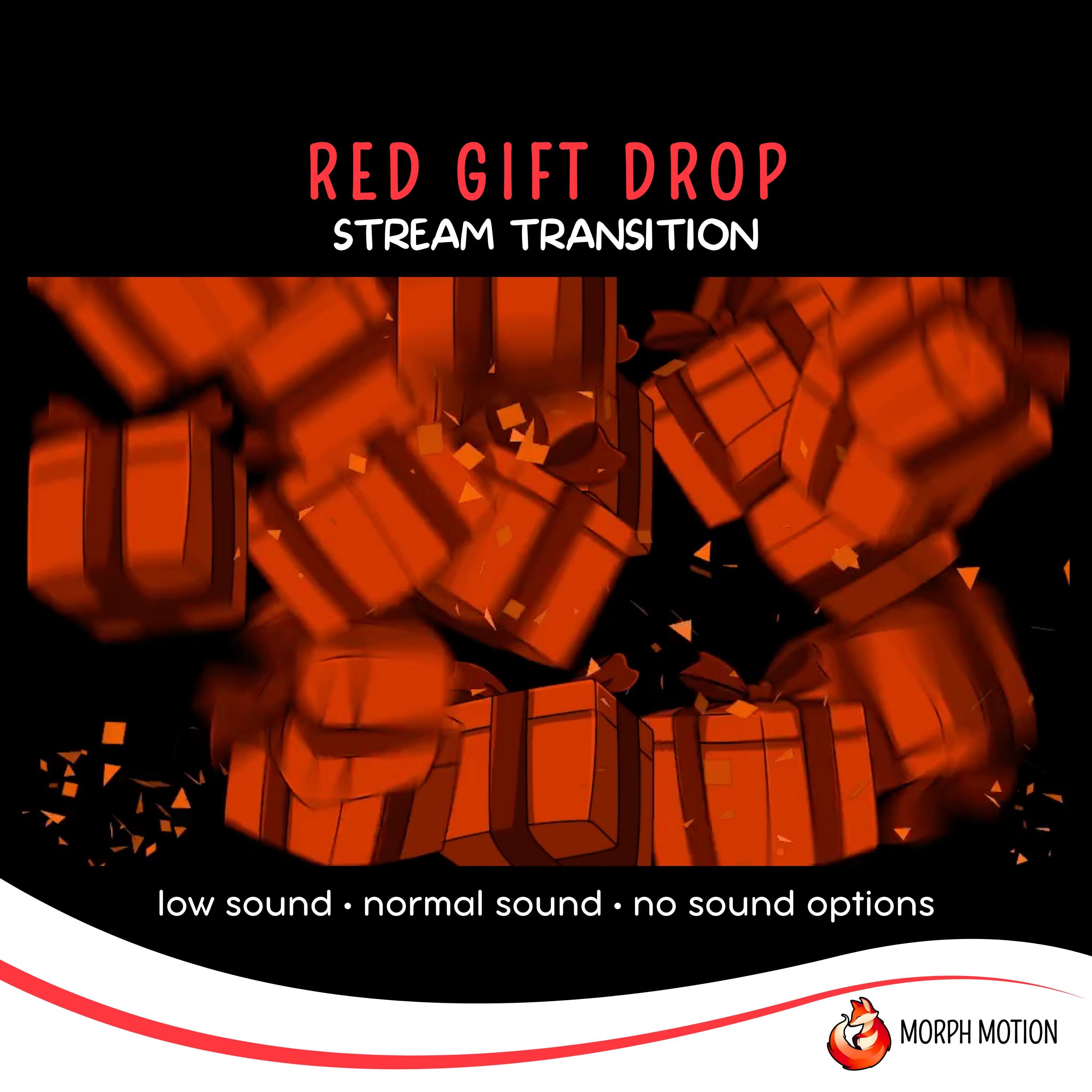 Red Gift Drop Stinger Transition With Audio, Festive Stream Overlay ...