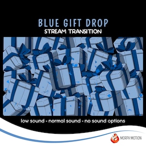 Blue Gift Drop Animated Transition with Audio, Twitch Stream Stinger Transition, Gift Box OBS, Streaming Assets for VTuber Streamers