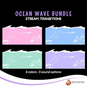 Ocean Wave Transition Bundle, Twitch Stinger Sea Waves, Animated Pastel Audio Transition OBS, Streaming Assets for VTuber Streamers