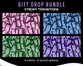 Gift Drop Stream Transitions, Animated Stinger Bundle (WebM)