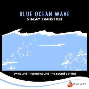 Blue Ocean Wave Transition, Twitch Stinger Sea Waves, Animated Pastel Audio Transition OBS, Streaming Assets for VTuber Streamers