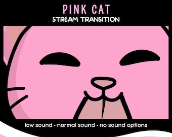 Pink Cat Stinger Transition, Cute Animated Stream Overlay (WebM)