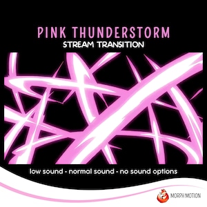 Transition rose orageux Stinger, dard de diffusion inspiré de la foudre, transition de flux Twitch, transition de flux animé de dessin animé