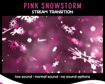Pink Snowstorm Animated Transition with Audio, Twitch Stream Stinger Transition, Winter OBS, Streaming Assets for VTuber Streamers
