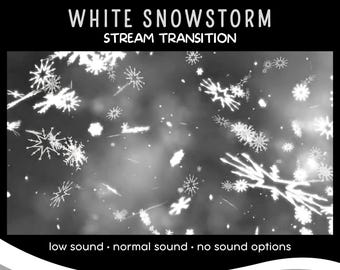 White Snowstorm Animated Transition with Audio, Twitch Stream Stinger Transition, Winter OBS, Streaming Assets for VTuber Streamers