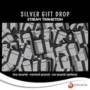 Silver Gift Drop Animated Transition with Audio, Twitch Stream Stinger Transition, Gift Box OBS, Streaming Assets for VTuber Streamers