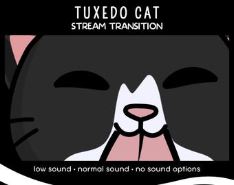 Tuxedo Cat Animated Stream Transition with Audio (WebM)