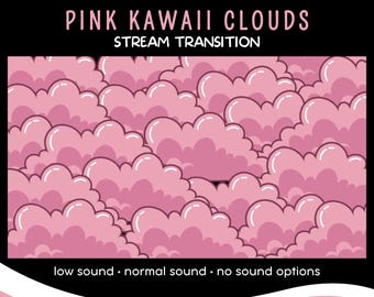 Pink Kawaii Clouds Stream Transition, Animated VTuber Asset