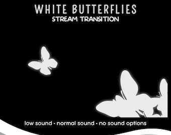 White Butterflies Animated Transition with Audio, Twitch Stream Stinger Transition, Whimsy Flow OBS, Streaming Assets for VTuber Streamers