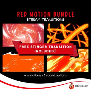 Red Animated Transitions with Audio, Twitch Stream Stinger Transition Bundle, Energy Flow OBS, Streaming Assets for VTuber Streamers