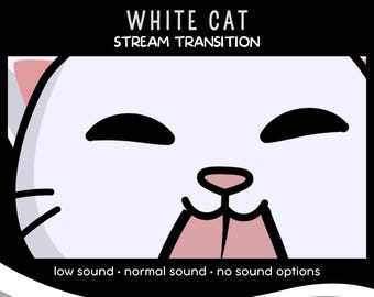 White Cat Animated Stream Transition, Kawaii Twitch Stinger