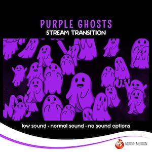 Purple Ghosts Stinger Transition, Spooky Stream Stinger, Twitch Stream Transition, Cartoon Animated Stinger Transition