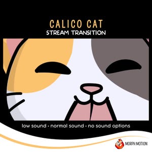 Calico Cat Animated Stream Transition with Audio, Twitch Stinger Transition, Kawaii Cat OBS, Cute Streaming Assets for VTuber Streamers