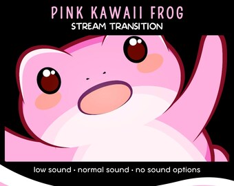 Pink Kawaii Frog Stream Transition, Cute Animated Stinger, OBS VTuber Asset