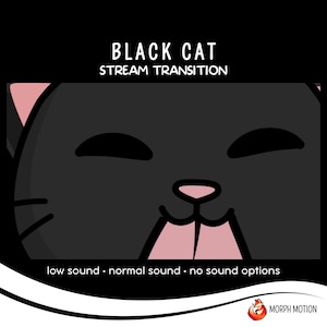 オーディオ付き黒猫アニメーションストリームトランジション、Twitch Stingerトランジション、かわいい猫OBS、VTuberストリーマー向けのかわいいストリーミングアセット