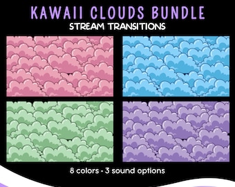 Kawaii Clouds Stinger Transitions, Animated Twitch Stream Asset