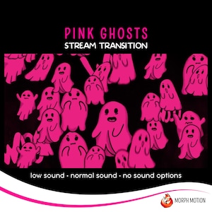 Pink Ghosts Stinger Transition, Spooky Stream Stinger, Twitch Stream Transition, Cartoon Animated Stinger Transition