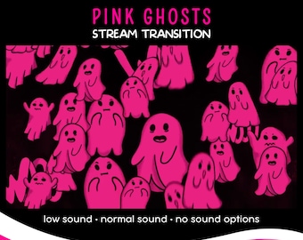 Pink Ghosts Stream Transition, Animated Cartoon Stinger (WebM)