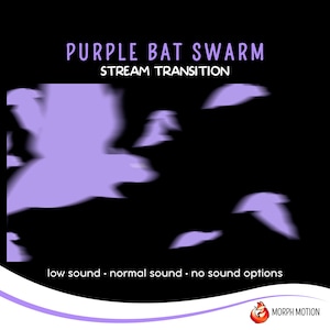 Purple Bat Swarm Stinger Transition, Spooky Stream Stinger, Twitch Stream Transition, Cartoon Animated Stinger Transition
